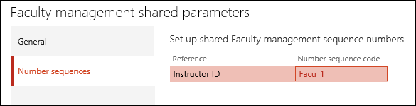 Number sequence for the Faculty management module